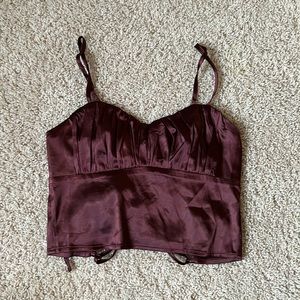 Burgundy-wine satin top